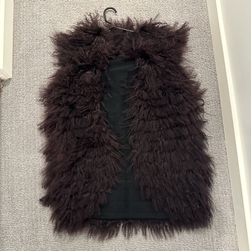 BCBGMaxAzria Fur Vest - Medium, Dark Bordeaux